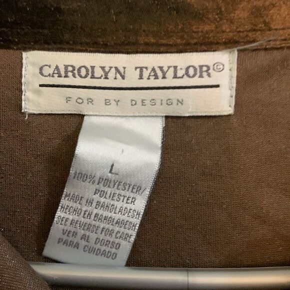 Carolyn Taylor Brown Velvet Long Sleeve Button Down Top Size Large - Picture 2 of 3